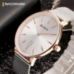 Curren M8302 Watch Silver Chain With Date - Image 2